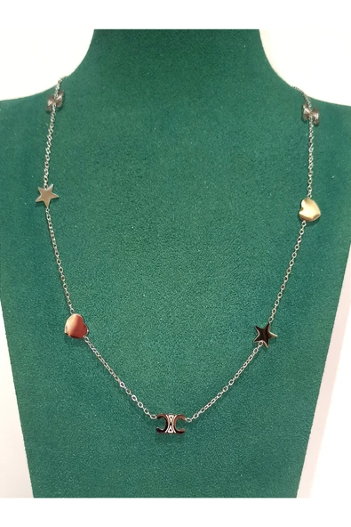 Monalisa Home Gümüş Renk Lüks Figürlü Gösterişli Harf Kolye ürün görseli 1