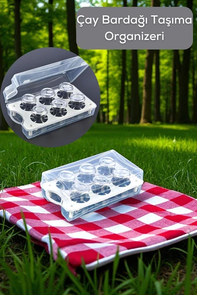 Mithra Life 6 lı Çantalı Çay Bardağı Taşıma Kutusu Seyahat Piknik Seti MIT1236