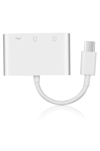 Usb Type C To SD Micro SD TF Kart Okuyucu ve USB Çevirici 3 in 1 Dönüştürücü Adaptör 5232 - Resim 3