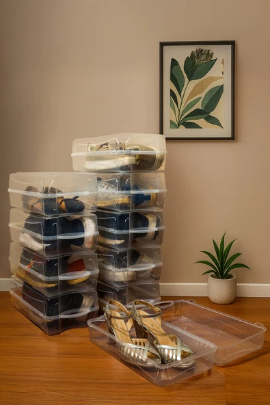 Mithra Life 10 Adet Şeffaf Erkek Kadın Ayakkabı Saklama Kutusu MIT1231 - 5