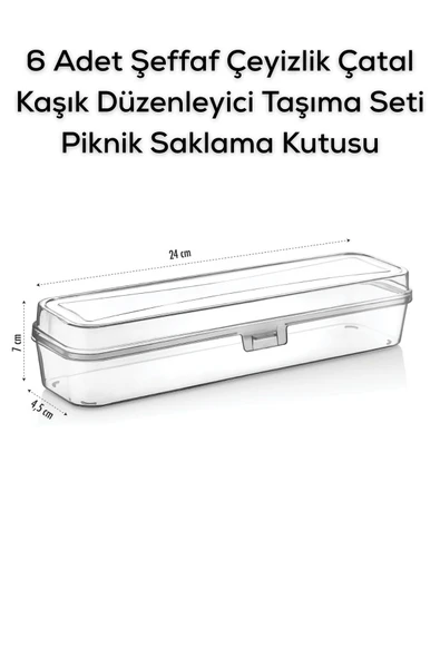 Mithra Life 6 Adet Şeffaf Çeyizlik Çatal Kaşık Düzenleyici Taşıma Seti Piknik Saklama Kutusu MIT1239 - Resim 2