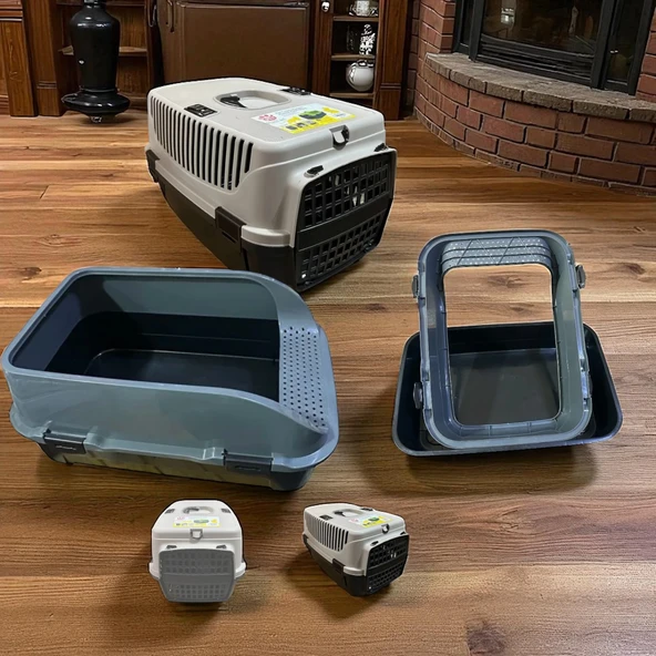 2 li set 8-10 kg taşıma kapasiteli taşım çantası ve xxl kedi açıl tuvaleti - 1