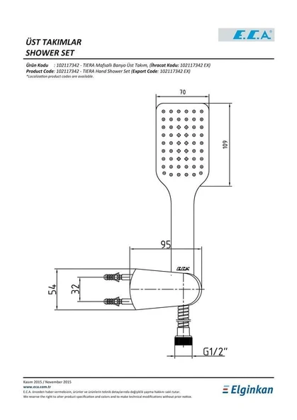 Eca Tiera Mafsallı Tek Fonksiyonlu Banyo Üst Takımı Altın Görünümlü 102817383 - 2