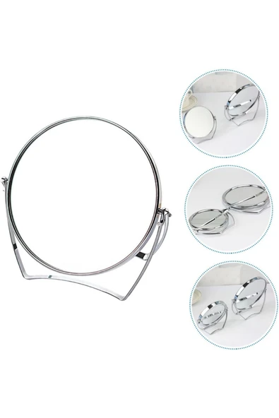 Mithra Life Mini Boy Büyüteçli Çift Taraflı Krom Kaplama Masa Ofis Makyaj Aynası MIT1243 - Resim 5