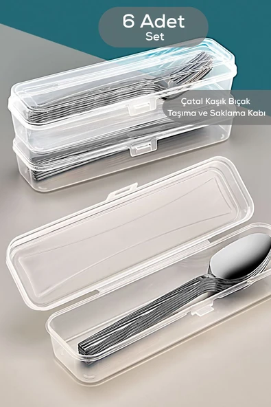 Mithra Life 6 Adet Şeffaf Çeyizlik Çatal Kaşık Düzenleyici Taşıma Seti Piknik Saklama Kutusu MIT1239 - Resim 5