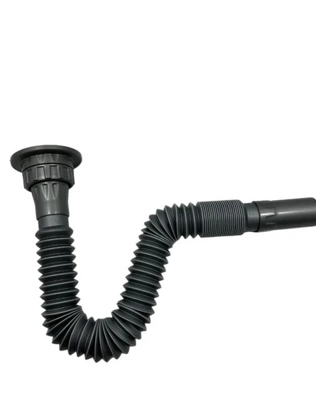 Karen Banyo Krom Süzgeçli Körüklü Lavabo Mutfak Sifonu Lavabo Gider Borusu 70 cm 1.Kalite Gri - 3