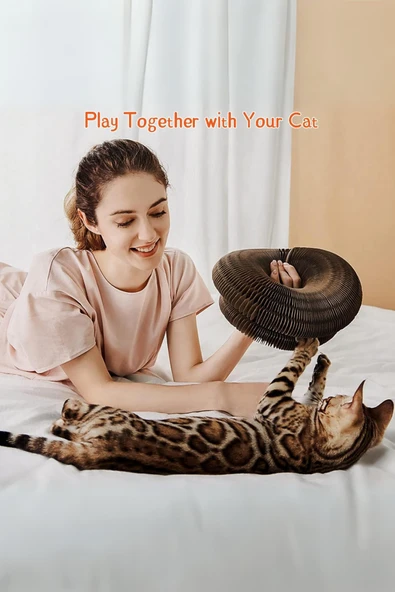 Mithra Life Akordiyon Kedi Tırmalama Oyuncağı Panosu Çıngıraklı Top ve Kedi Nanesi Hediyeli MIT1250 - Resim 3