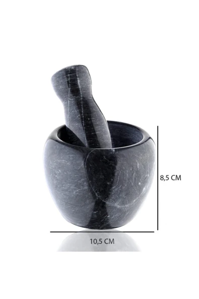 Mithra Life Lüks Doğal Desenli Koyu Gri Mermer Oyma Havan ve Tokmak MIT1251 - Resim 2