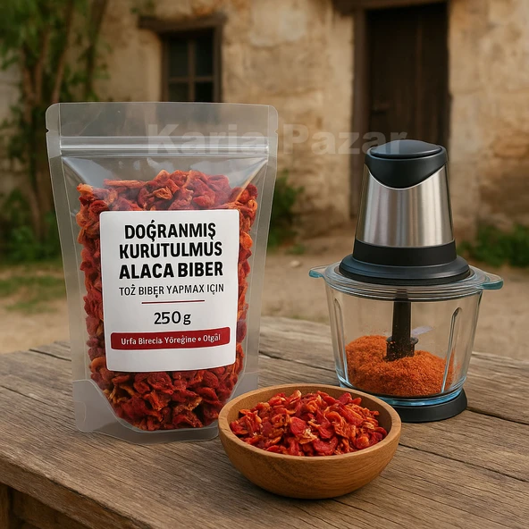 Doğranmış Kurutulmuş Alaca Biber 250g | Toz Biber Yapmak İçin | Orta Acı - 1