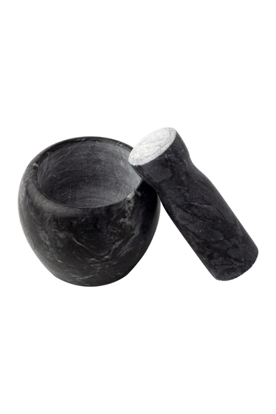 Mithra Life Lüks Doğal Desenli Koyu Gri Mermer Oyma Havan ve Tokmak MIT1251 - Resim 5