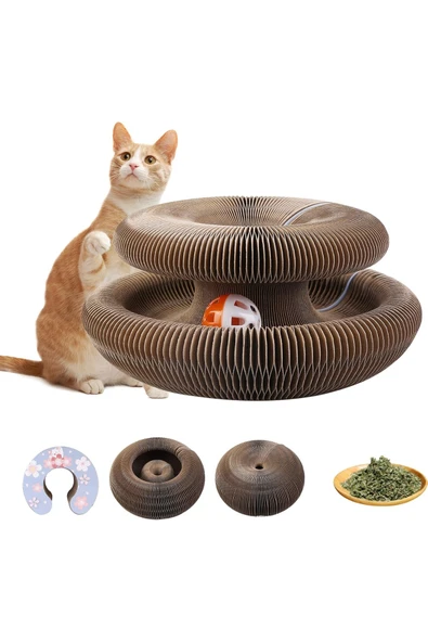 Mithra Life Akordiyon Kedi Tırmalama Oyuncağı Panosu Çıngıraklı Top ve Kedi Nanesi Hediyeli MIT1250 ürün görseli