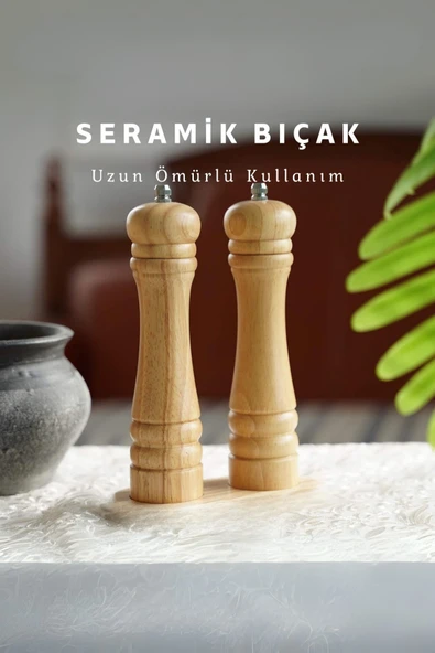 Mithra Life 2 li Büyük Boy Bambu Gövdeli Ahşap Tuz ve Karabiber Değirmeni Öğütücü MIT1249 - Resim 2