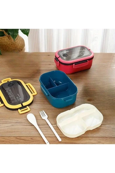 1200 ml Beslenme Kutusu Yemek Saklama Kabı Çatal Kaşık Okul Ofis Kamp Çocuk Çantası Sefer Tası - 2