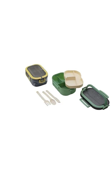 1200 ml Beslenme Kutusu Yemek Saklama Kabı Çatal Kaşık Okul Ofis Kamp Çocuk Çantası Sefer Tası - 6