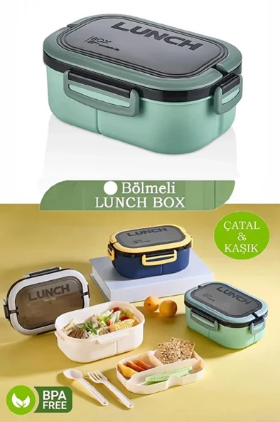 1200 ml Beslenme Kutusu Yemek Saklama Kabı Çatal Kaşık Okul Ofis Kamp Çocuk Çantası Sefer Tası - 4