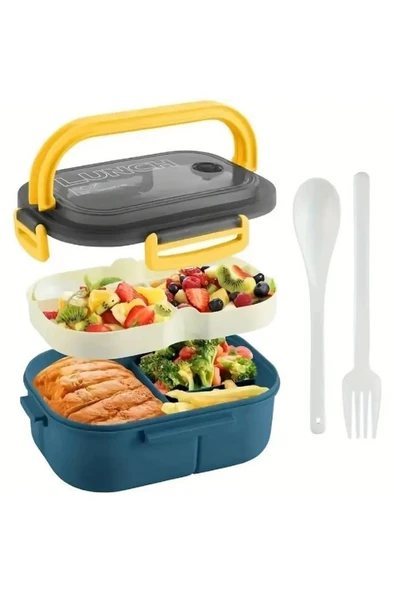1200 ml Beslenme Kutusu Yemek Saklama Kabı Çatal Kaşık Okul Ofis Kamp Çocuk Çantası Sefer Tası