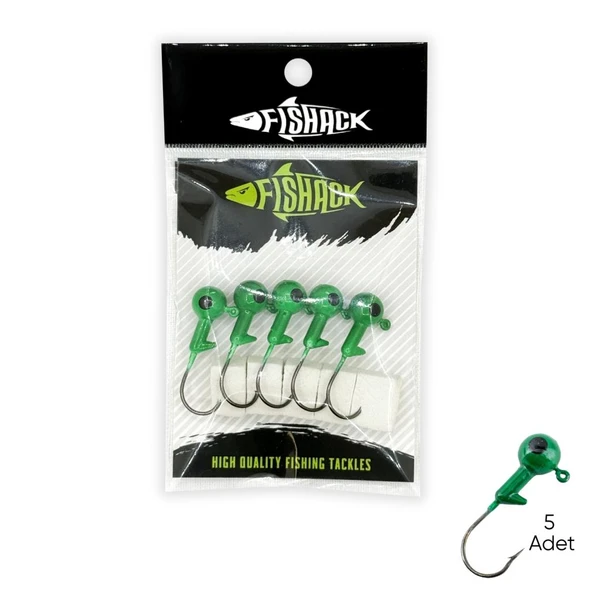Kurşunlu Jighead Zoka - 8g - Fishack - Yeşil (XHA02) - 5 Adet ürün görseli 1
