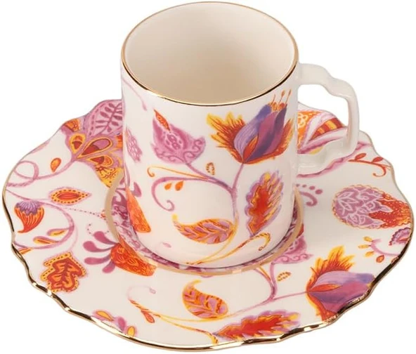 Porland Pinky Desen1 Tabaklı Kahve Fincanı 80 cc, Tekli