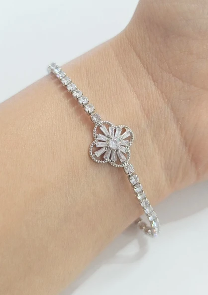 Monalisa Home Lüks  Gösterişli Taşlı Gümüş Renk Bileklik ürün görseli 1