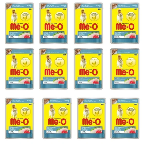 Meo Pouch Tavuklu Pirinçli Ve Ton Balıklı Kedi Konservesi 80 Gr X 12 Adet ürün görseli 1