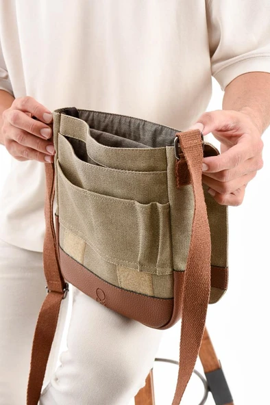Kanvas Kumaş Tablet Çantası Erkek Postacı Çanta 27*23 Cm Çapraz Askılı Omuz Çantası - 3