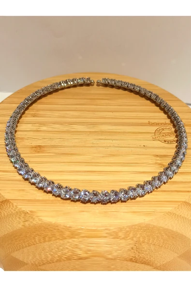 Monalisa Home Gümüş  Renk Lüks Parlak Gösterişli Abiye Kolye ürün görseli 1