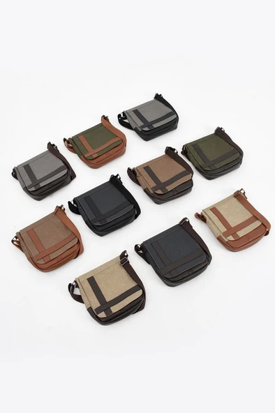 Kanvas Kumaş Tablet Çantası Erkek Postacı Çanta 27*23 Cm Çapraz Askılı Omuz Çantası - 12