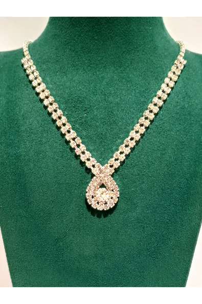 Monalisa Home Gümüş  Renk Lüks Parlak Gösterişli Abiye Kolye ürün görseli 1