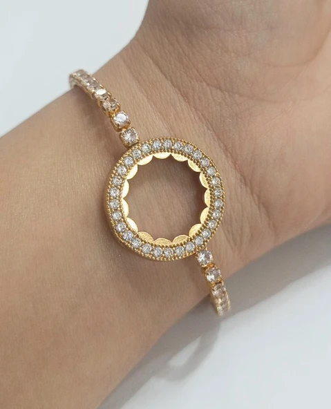 Monalisa Home Lüks  Gösterişli Taşlı  Altın Renk Bileklik ürün görseli 1