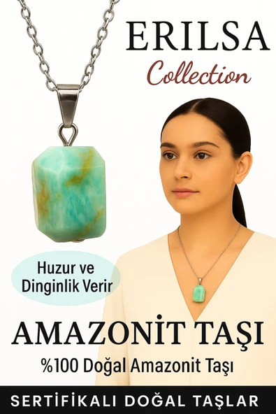 Sertifikalı Fasetli Amazonit Taşı Kolye – Huzur ve Dinginlik Veren Doğal Taş ürün görseli