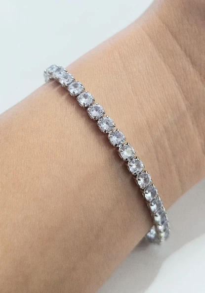 Monalisa Home Lüks Gösterişli Taşlı Gümüş Renk Bileklik ürün görseli 1