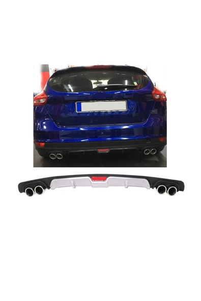 OTO H.İ.T. FORD FOCUS 4 HATCHBACK UYUMLU BODY KİT DİFÜZÖR 4 ÇIKIŞ GRİ YUVARLAK ürün görseli