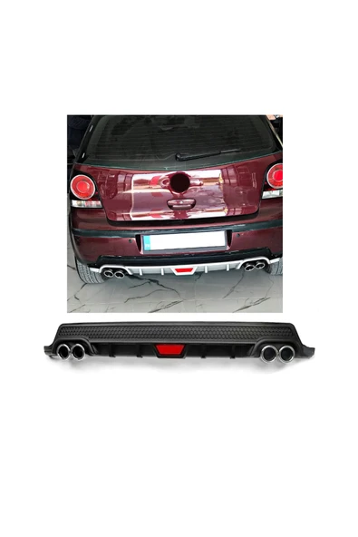 OTO H.İ.T. VOLKSWAGEN POLO 04-09 UYUMLU BODY KİT DİFÜZÖR 4 ÇIKIŞ YUVARLAK SİYAH MODEL 2 ürün görseli