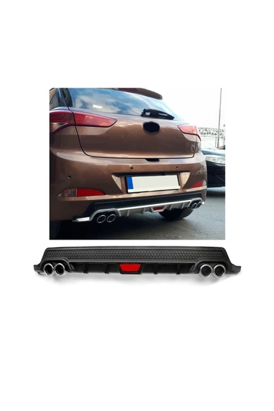 OTO H.İ.T. HYUNDAİ İ20 UYUMLU BODY KİT DİFÜZÖR 4 ÇIKIŞ YUVARLAK SİYAH MODEL 2 ürün görseli