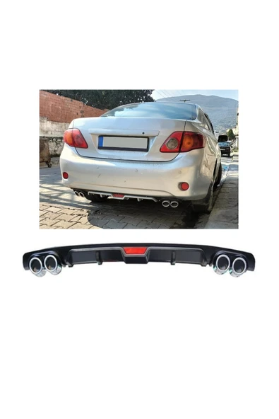 OTO H.İ.T. TOYOTA COROLLA 06-12 UYUMLU BODY KİT DİFÜZÖR 4 ÇIKIŞ SİYAH YUVARLAK ürün görseli