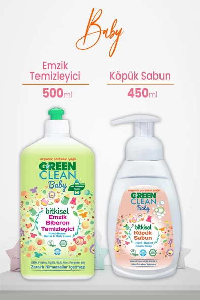 U green Clean Baby Bitkisel Biberon Emzik Temizleyici 500 ml ve Köpük Sabun Portakal 450 ml ürün görseli 1