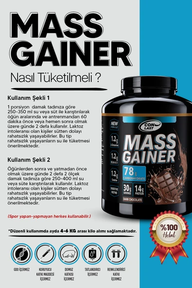 Conlast MASS GAINER 2000G/PRE-WORKOUT 300G/ARGININE - Resim 2