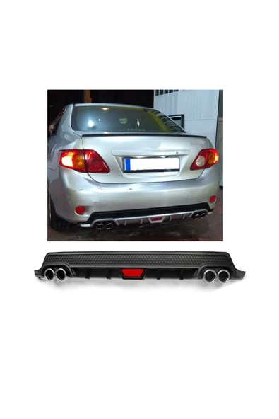 OTO H.İ.T. TOYOTA COROLLA 06-10 UYUMLU BODY KİT DİFÜZÖR 4 ÇIKIŞ YUVARLAK SİYAH MODEL 2 ürün görseli