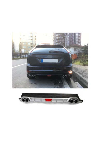 OTO H.İ.T. FORD FOCUS 2 UYUMLU BODY KİT DİFÜZÖR 4 ÇIKIŞ YUVARLAK GRİ MODEL 1 ürün görseli
