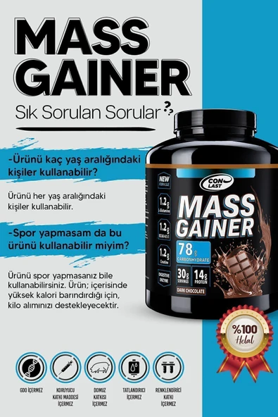 Conlast Xxl Mass Gainer Plus Vitamax 900g Kilo Almaya Yardımcı (ÇİKOLATALI ZENGİN IÇERİKLİ KARBONHİDRAT) - 5