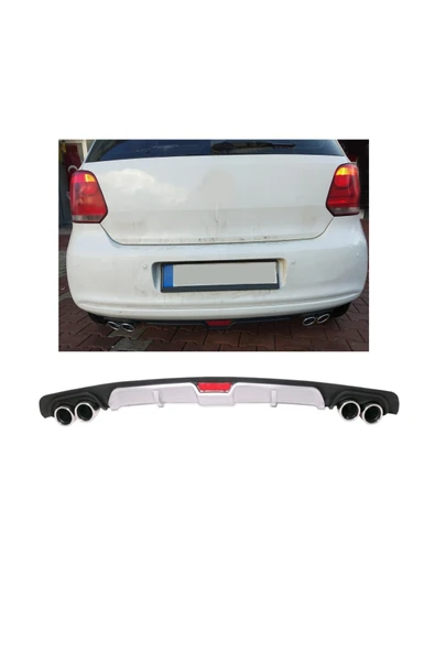 OTO H.İ.T. VOLKSWAGEN POLO MK5 UYUMLU BODY KİT DİFÜZÖR 4 ÇIKIŞ GRİ YUVARLAK ürün görseli