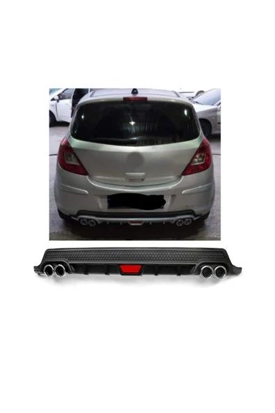 OTO H.İ.T. OPEL CORSA D UYUMLU BODY KİT DİFÜZÖR 4 ÇIKIŞ YUVARLAK SİYAH MODEL 2 - 1