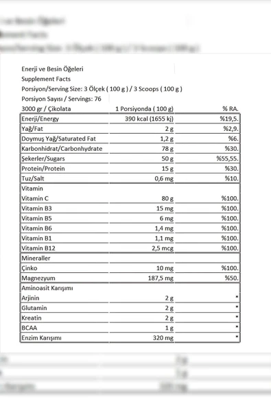 Conlast Xxl Mass Gainer Plus Vitamax 900g Kilo Almaya Yardımcı (ÇİKOLATALI ZENGİN IÇERİKLİ KARBONHİDRAT) - 2