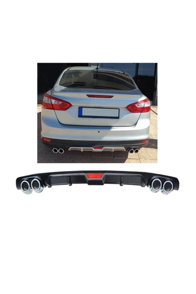 OTO H.İ.T. FORD FOCUS 3 UYUMLU BODY KİT DİFÜZÖR 4 ÇIKIŞ SİYAH YUVARLAK ürün görseli
