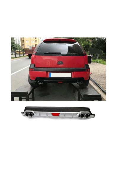 OTO H.İ.T. OPEL CORSA C UYUMLU BODY KİT DİFÜZÖR 4 ÇIKIŞ YUVARLAK GRİ MODEL 1 ürün görseli