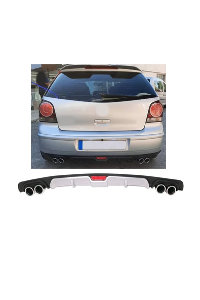 OTO H.İ.T. VOLKSWAGEN POLO 04-09 UYUMLU BODY KİT DİFÜZÖR 4 ÇIKIŞ GRİ YUVARLAK ürün görseli
