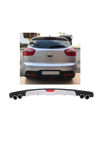 OTO H.İ.T. KİA RİO UYUMLU BODY KİT DİFÜZÖR 4 ÇIKIŞ GRİ YUVARLAK ürün görseli
