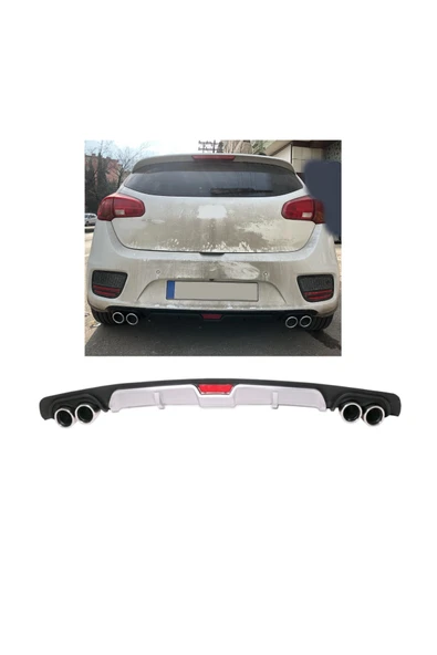 OTO H.İ.T. KİA CEED UYUMLU BODY KİT DİFÜZÖR 4 ÇIKIŞ GRİ YUVARLAK ürün görseli