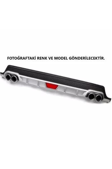 OTO H.İ.T. VOLKSWAGEN GOLF 4 UYUMLU BODY KİT DİFÜZÖR 4 ÇIKIŞ YUVARLAK GRİ MODEL 1 - Resim 3