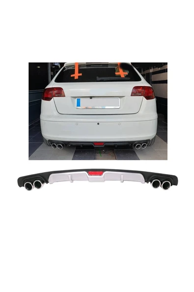 OTO H.İ.T. AUDİ A3 UYUMLU BODY KİT DİFÜZÖR 4 ÇIKIŞ GRİ YUVARLAK ürün görseli